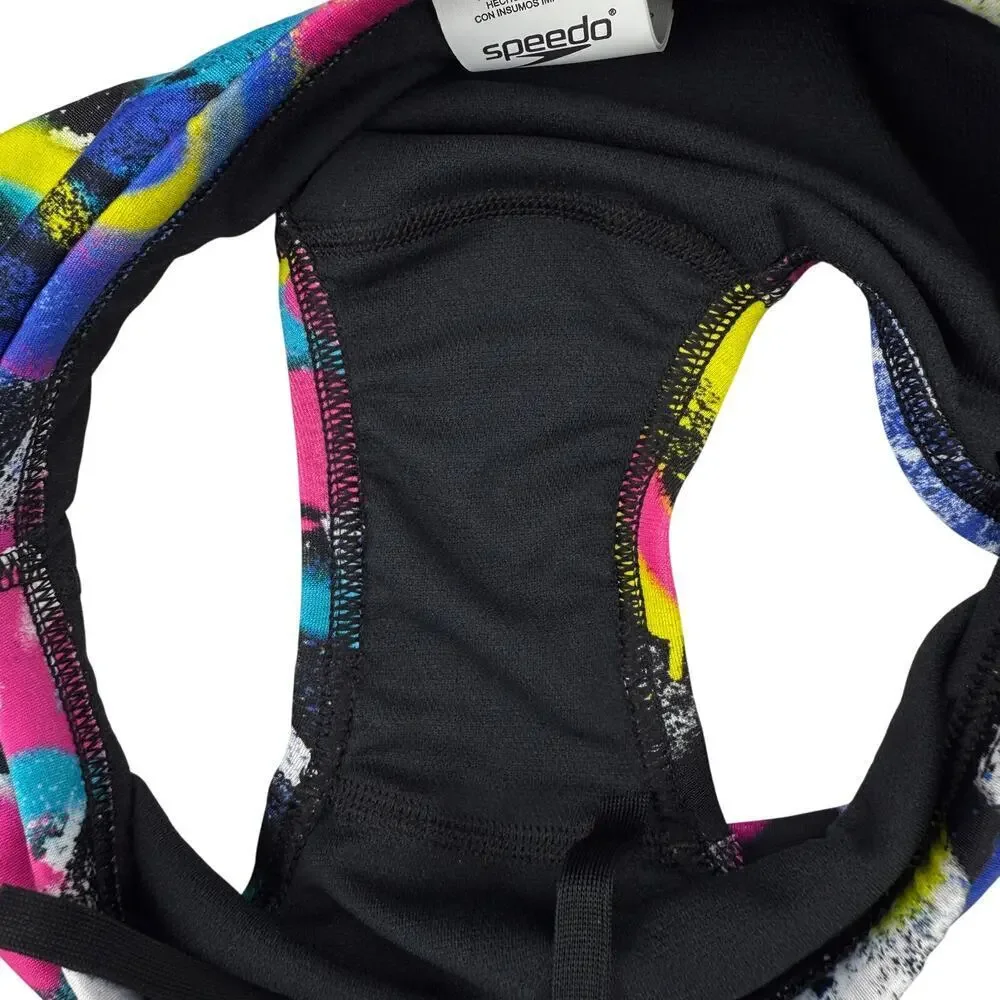 NWT SPEEDO Men's Printed Euro Swim Bottom Brief Blue/Pink/Yellow Size 26